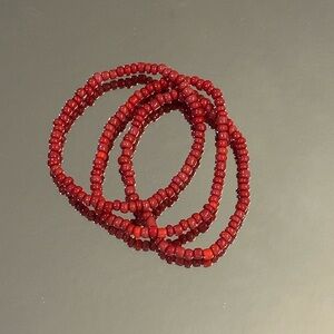 Red Beaded Bracelet Set